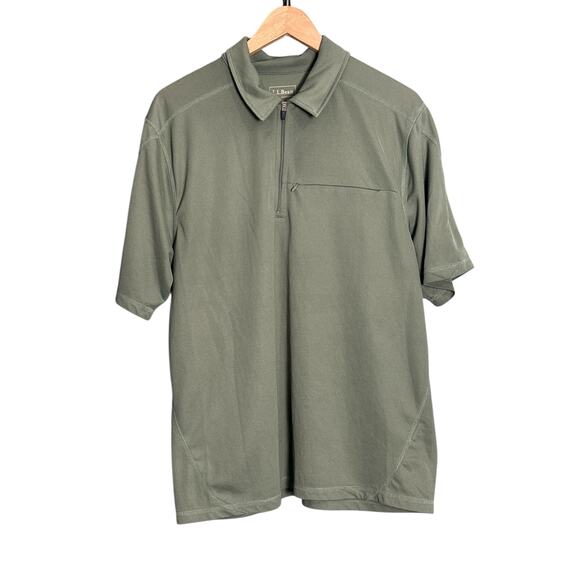 L.L.Bean Men's Green Half-Zip Performance Polo Shirt L - Picture 1 of 4